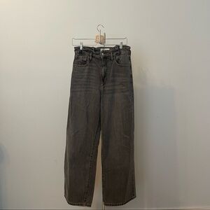 Zara Boho Wide Leg Grey High-Waisted Jeans